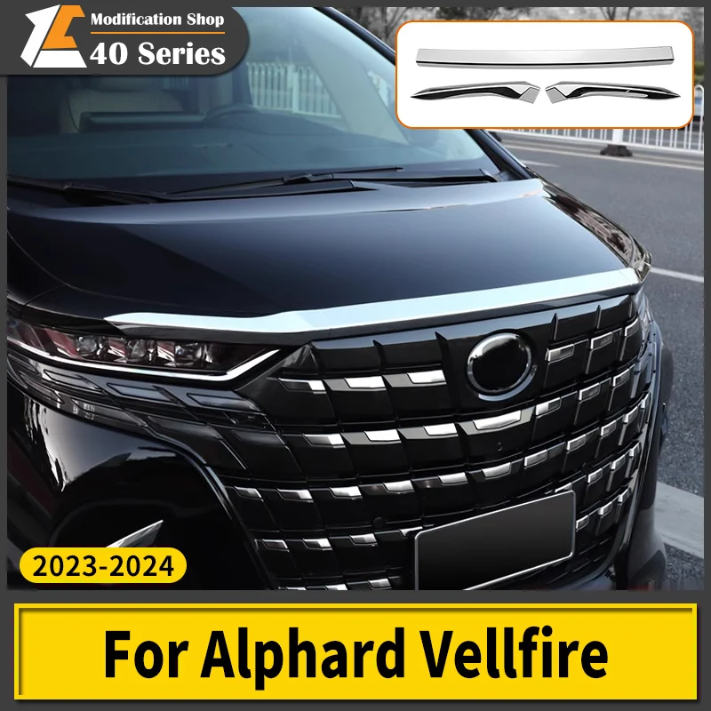 

For 2023 2024 Toyota Alphard Vellfire The hood of a car Chrome Decoration Strip 40 Series Exterior Upgraded Accessories body kit