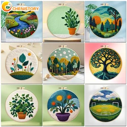 CHENISTORY Tree Of Life Needle Felting Kit Wool Felting Handmade Natural Scenery Felt Needle Set Accessories Wool Paintings Gift