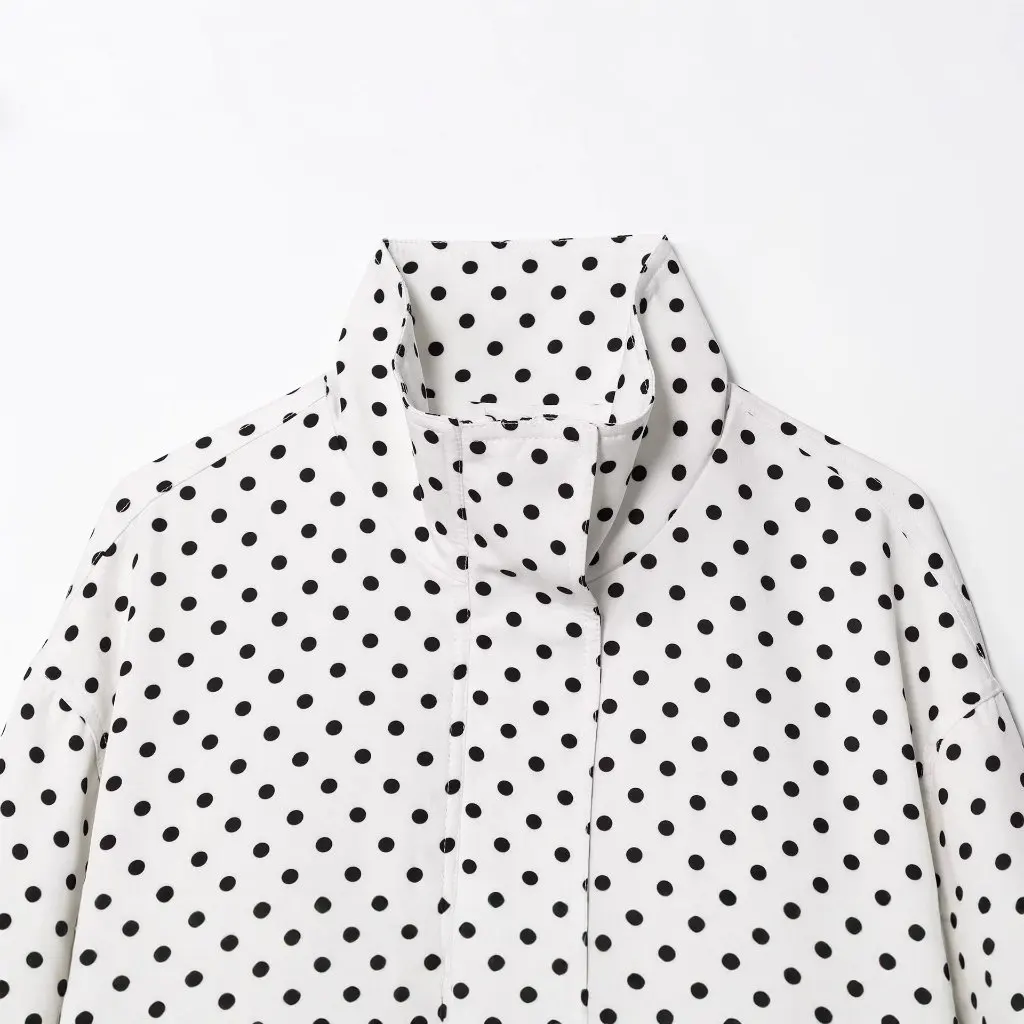 

Loose Casual Polka Dot Outerwear Drawstring European Style Fashionable Versatile Women's Jacket New Autumn Collection