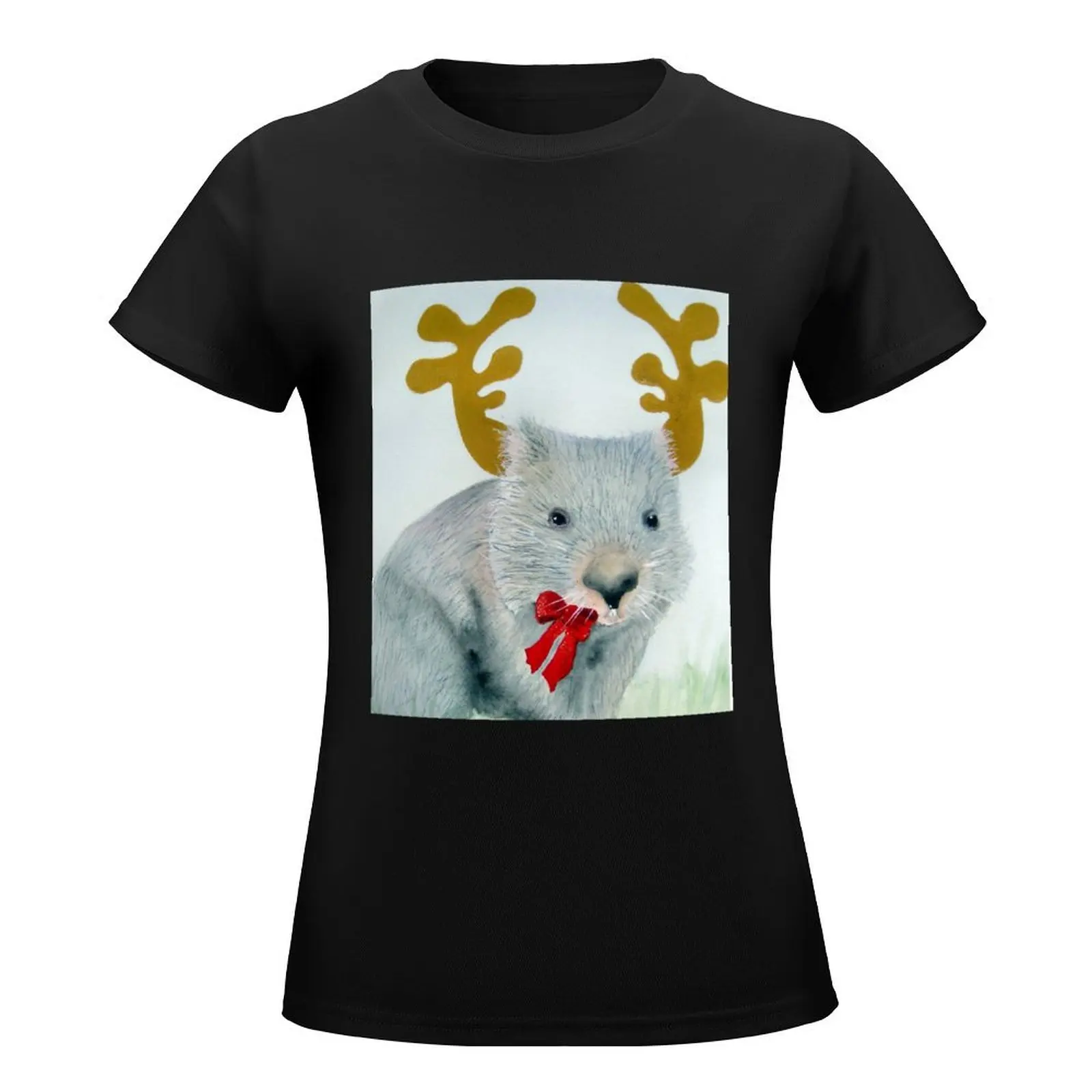 Christmas Wombat T-Shirt Aesthetic clothing funny summer top funny t shirts for Women