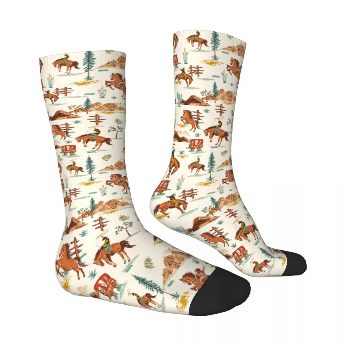 Galloping Horses Running Horse Sock Printed Man Polyester
