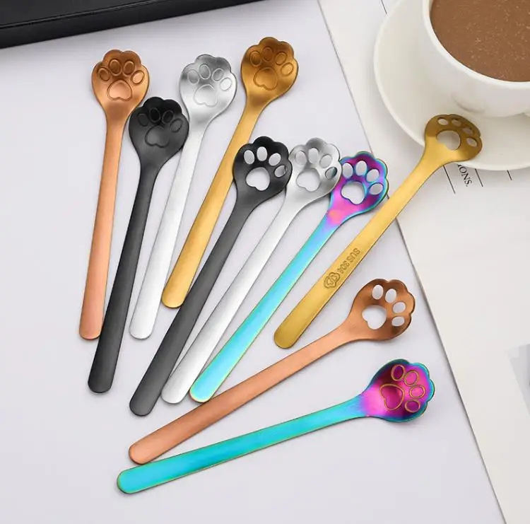 

100Pcs Coffee Spoon Dessert Spoons 5.9Inch Cute Cat Claws Stainless Steel Spoons for Specialty Ice Cream Appetizer Sugar SN4115