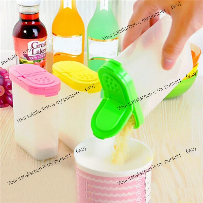 3-Color 250ml plastic food seasoning containers, kitchen spices, jars, double-lid grain storage and finishing
