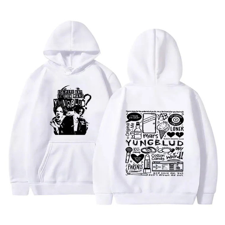 

Rock Singer Yungblud Is There Any Life on Mars Double Sided Print Hoodie Male Casual Sweatshirt Men's Vintage Oversized Hoodies