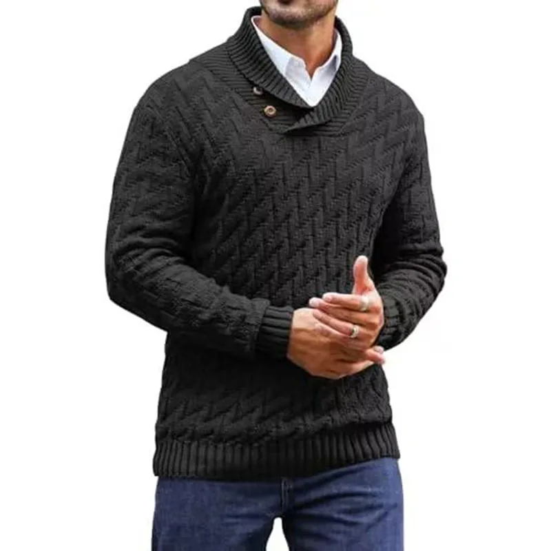Europäischer und amerikanischer Herrenpullover, gestrickter Pullover, modischer Rundhalsausschnitt, schmaler Pullover, Herrenbekleidung