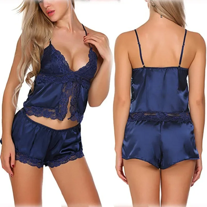 

Sexy Lingerie Women's Lace-edged Ruffled Bandeau Sleepwear for Home Use 2 Pieces Set Pajama Adjustable Straps Women's Bodysuit