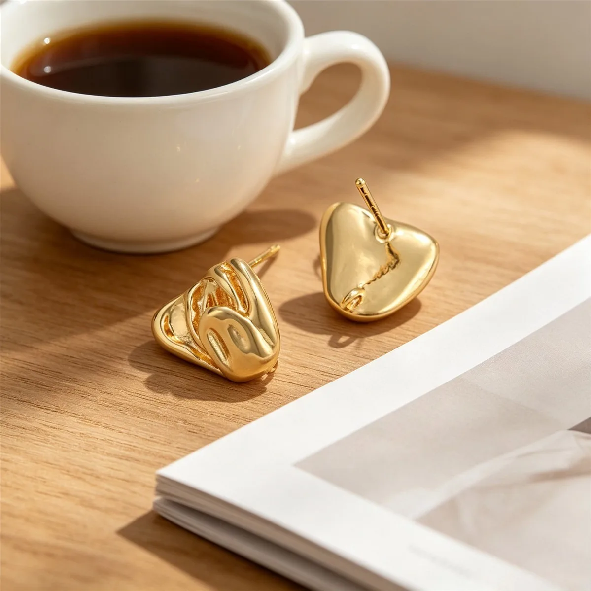 Brass Gold Plated Abstract Rose Tulip Stud With Hanging Loop DIY Handmade Dangle Earring Jewelry Findings