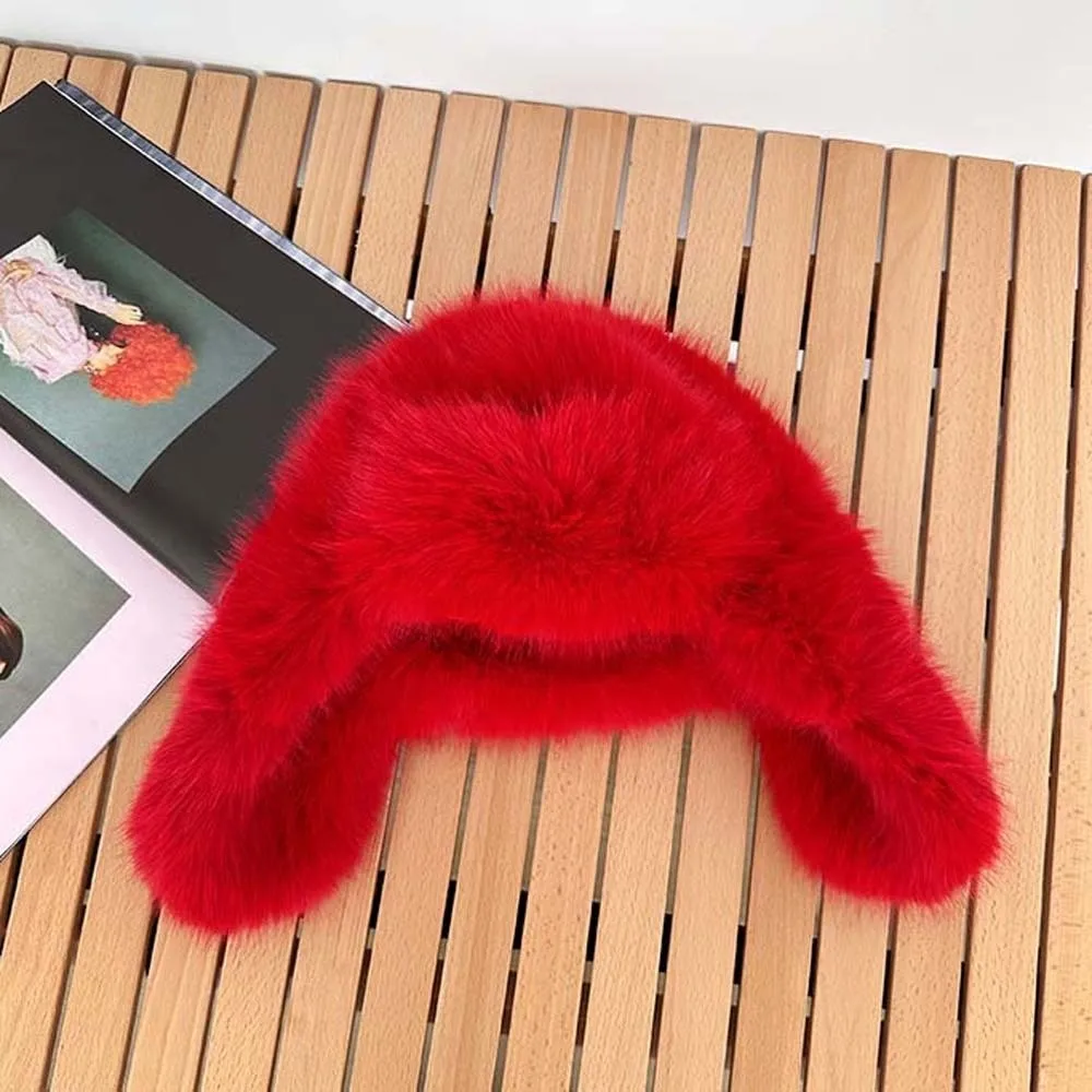 أفخم بلون الرجال النساء الطيار قبعة مكافحة البرد دفئا فو الفراء الطيار قبعة لينة قابل للتعديل سدادات حماية الأذن قبعة الدراجات