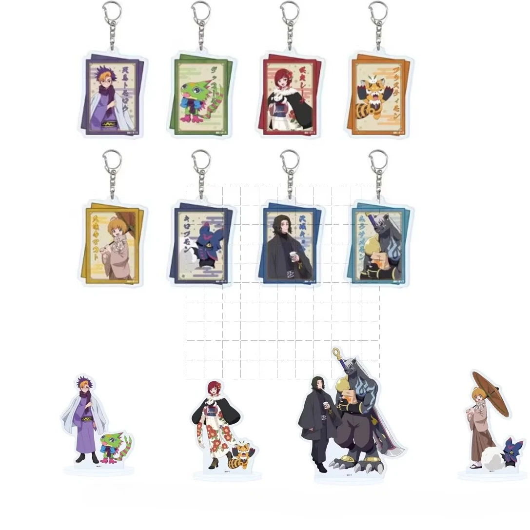 Juego Digimon figura acrílica con soporte muñeca Anime Gekkomon Pristimon Chiropmon Murasamemon llavero modelo placa Cosplay juguete para regalo