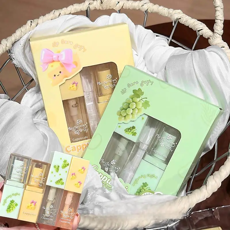 2 قطعة بلسم الشفاه المرطب ومجموعة زيت الشفاه مجموعة العناية بالشفاه للترطيب العميق يقلل من خطوط الشفاه والميض للشفاه الناعمة والسلسة