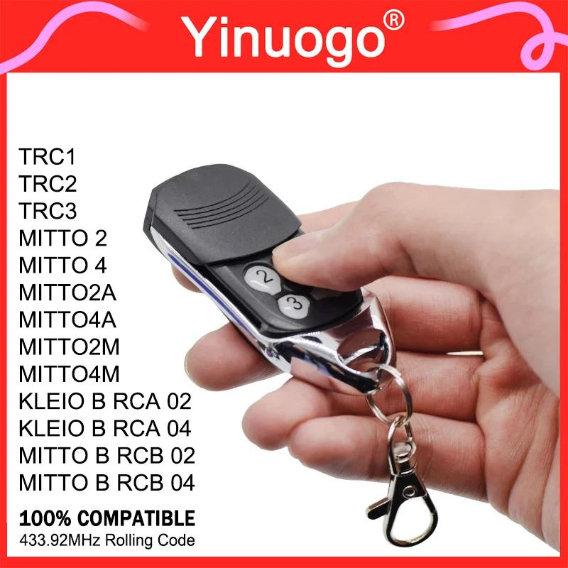 For MITTO 2 4 2A 4A B RCB 02 04 / KLEIO B RCA 02 04 TRC2 TRC3 TRC1 Garage Door / Gate Remote Control 433.92MHz Rolling Code