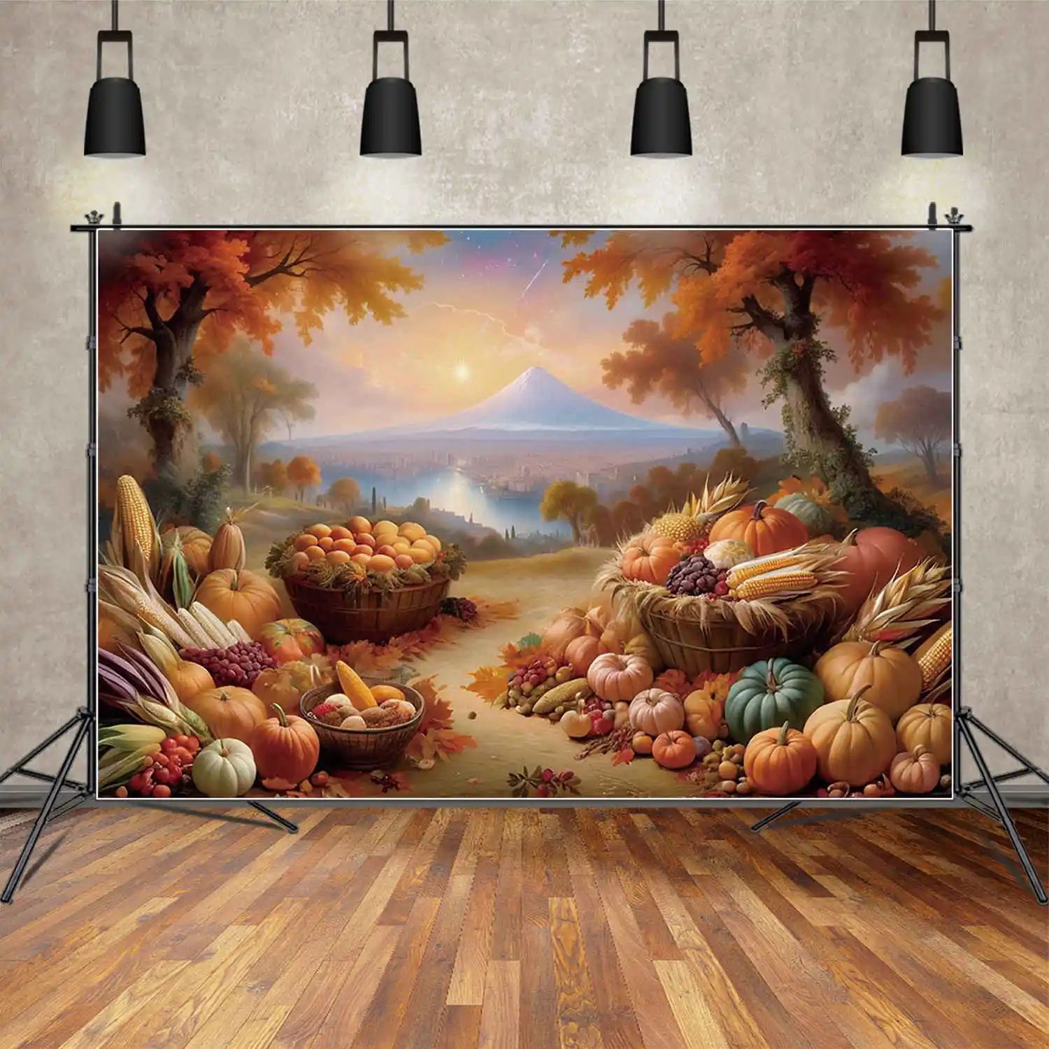 MOON.QG Thanksgiving 2025 Photography Background 2025 Autumn Harvest Photo Backdrop Sign Photographic Studio Shooting Back Drop