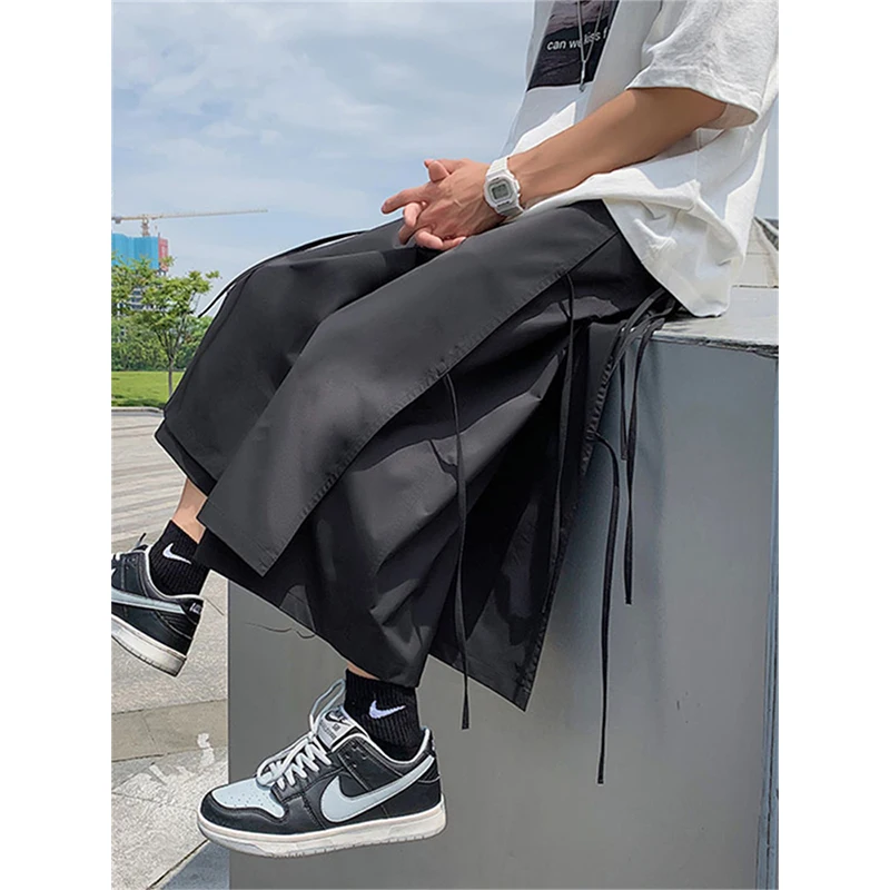 

Мужские летние модные брюки в японском ретро-стиле, стильные короткие брюки, рабочие брюки 7/8, свободные прямые брюки