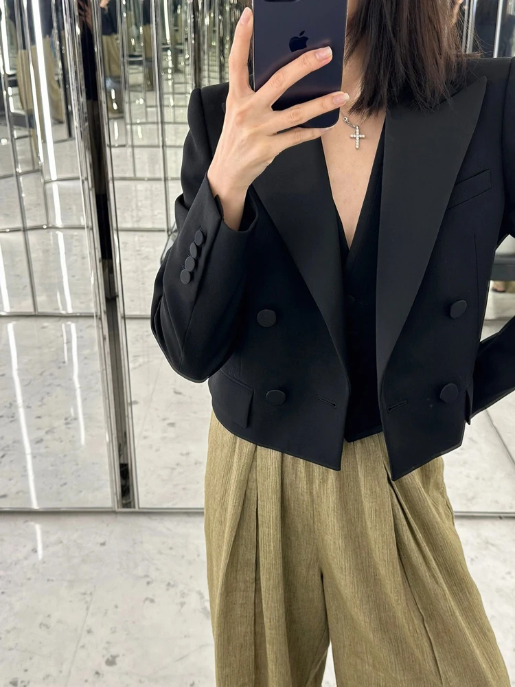 Korean Style Casual Women's Suit Jacket Short Version Commute Fashion Polyester Fiber Long Sleeve Standard Type Office Lady
