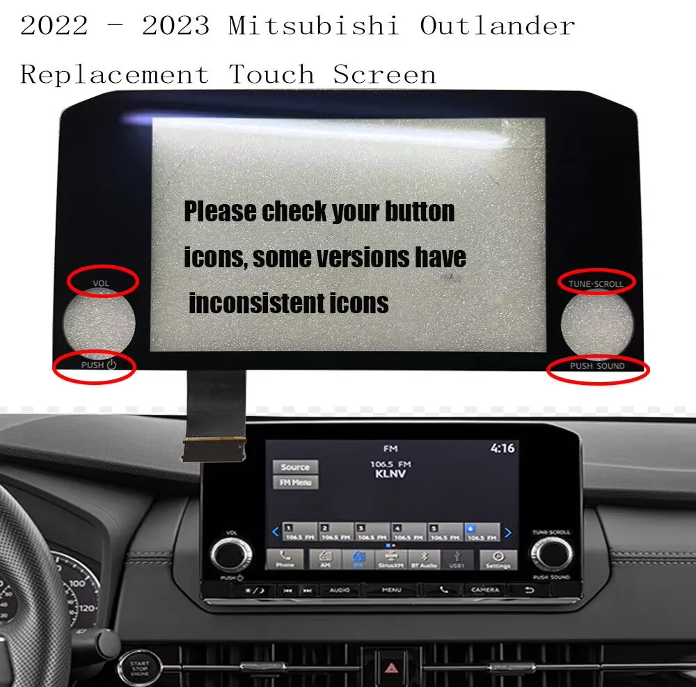 2591A-WW04P 8740A049 2022 20223 استبدال محول الأرقام بشاشة تعمل بلمس لميتسوبيشي أوتلاندر 8 "راديو OEM