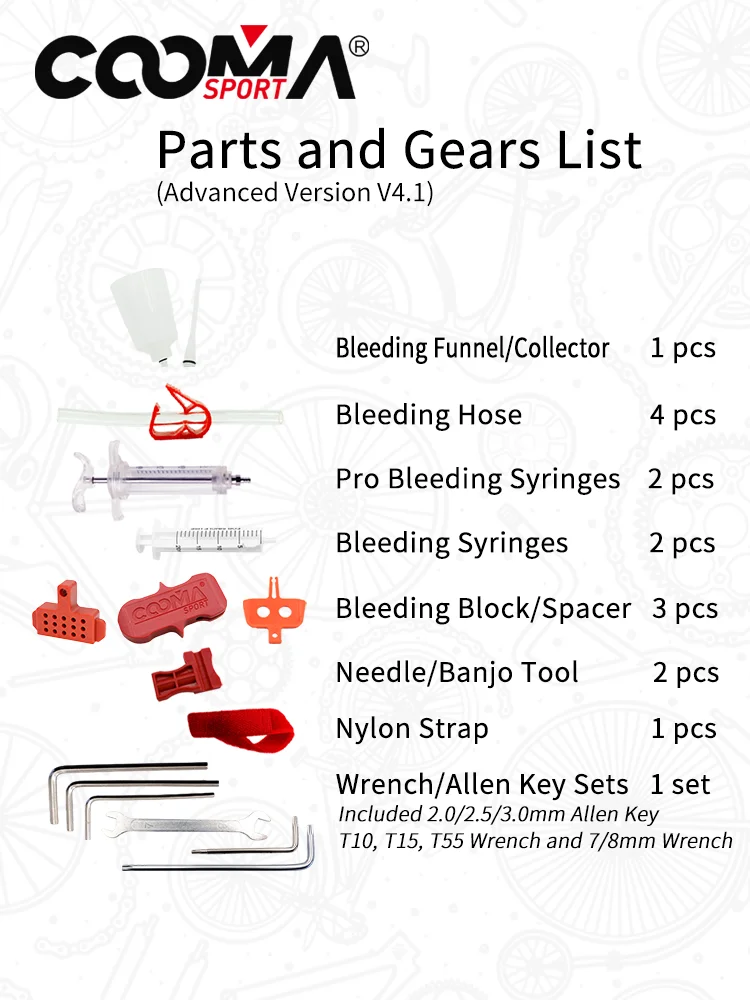 Universal Bicycle Hydraulic Brake Bleed Kit for SRAM, Shimano, Magura, AVID, Formula, Hayes, Txktxo, etc. V4.1