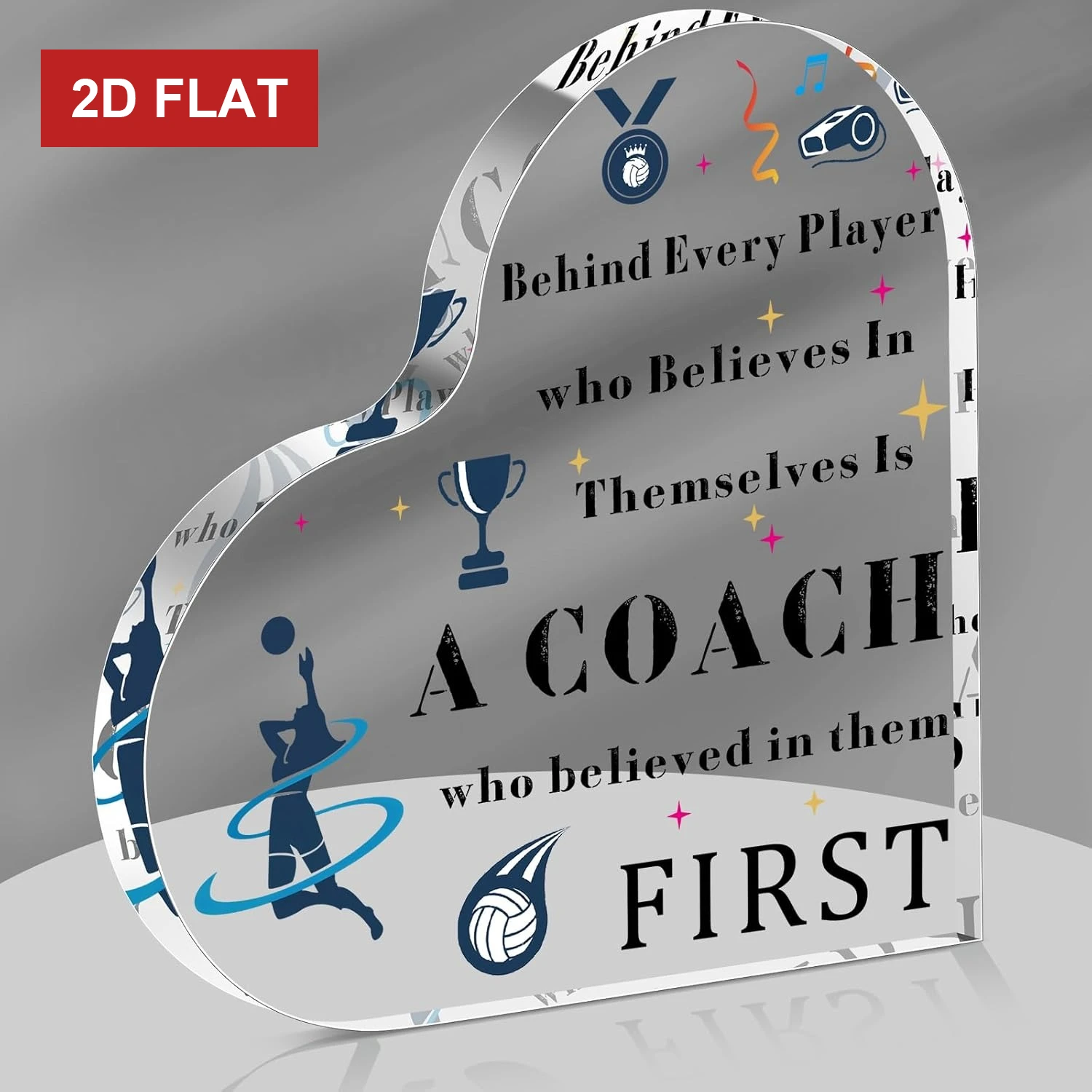 2D Flat Coach Gift, Volleyball Soccer Coach Appreciation Present, Party Decoration, Graduation Retirement Gift