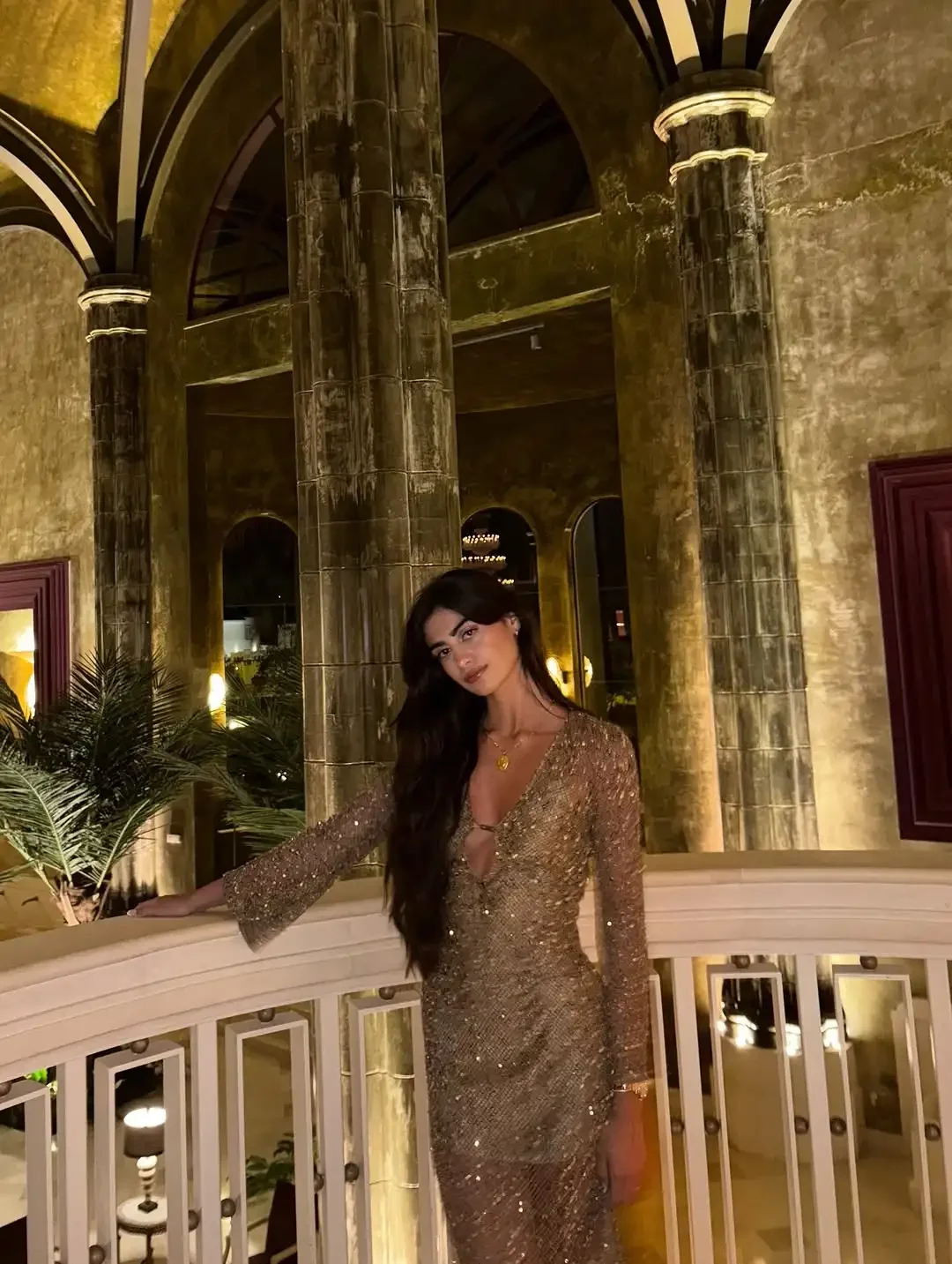 Vestido Midi calado con lentejuelas para mujer, vestido Sexy elegante de manga larga con escote en V profundo, vestidos ajustados transparentes, vestidos de fiesta de noche para mujer 2026