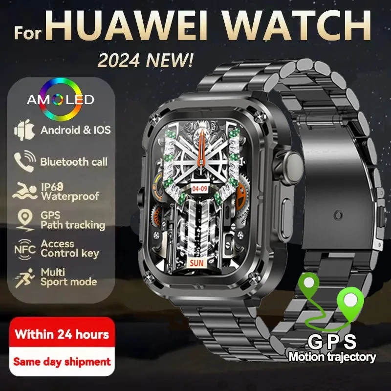 

New For Huawei GPS Sports Smart Watch Men 2.1-inch AMOLED HD Screen NFC Compass Bluetooth Call Heart rate Waterproof Smart Watch