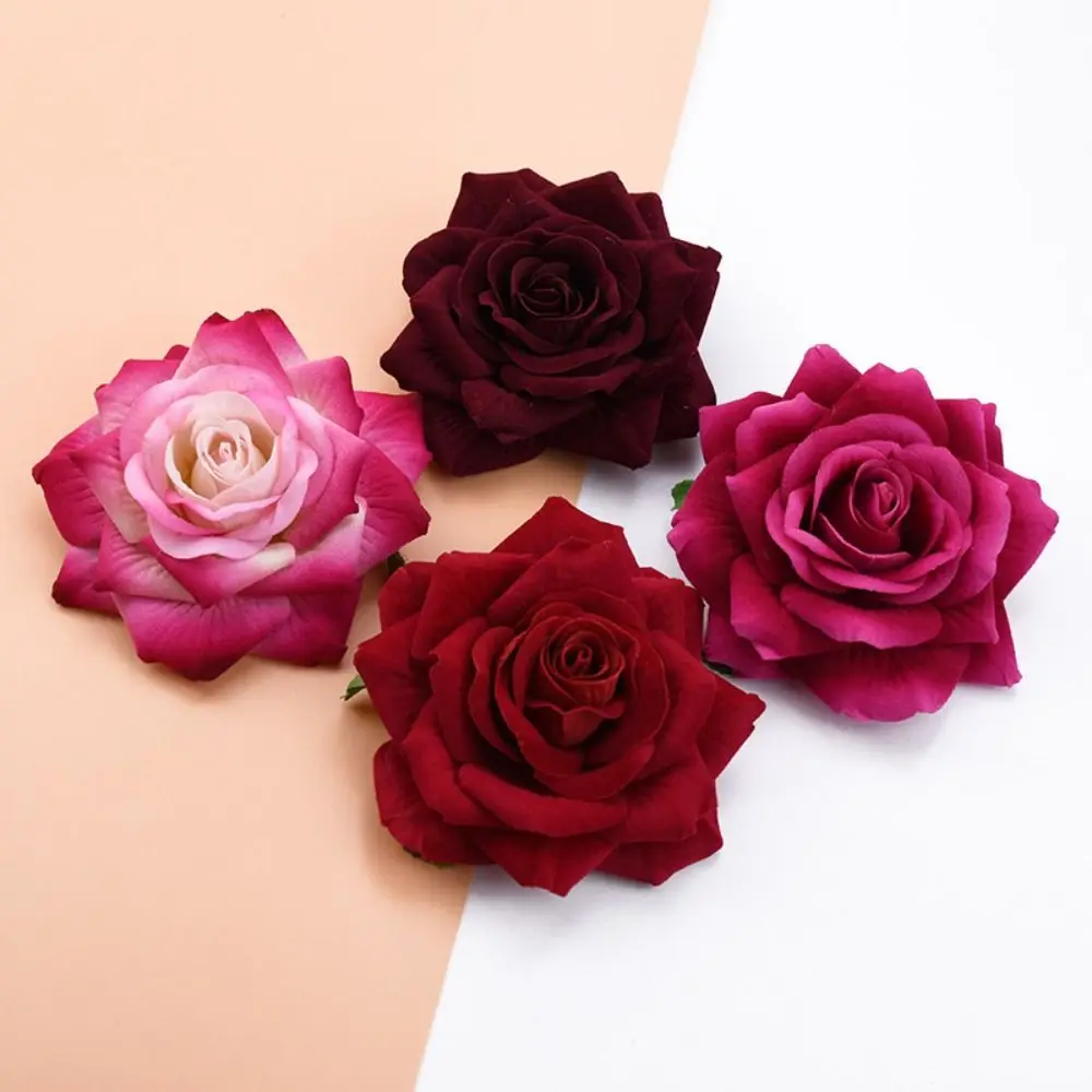 10CM Silk Roses Head DIY Handmade Artificial Roses Flowers Real Touch Non-Fading Fake Flowers for Christmas Party Supplies