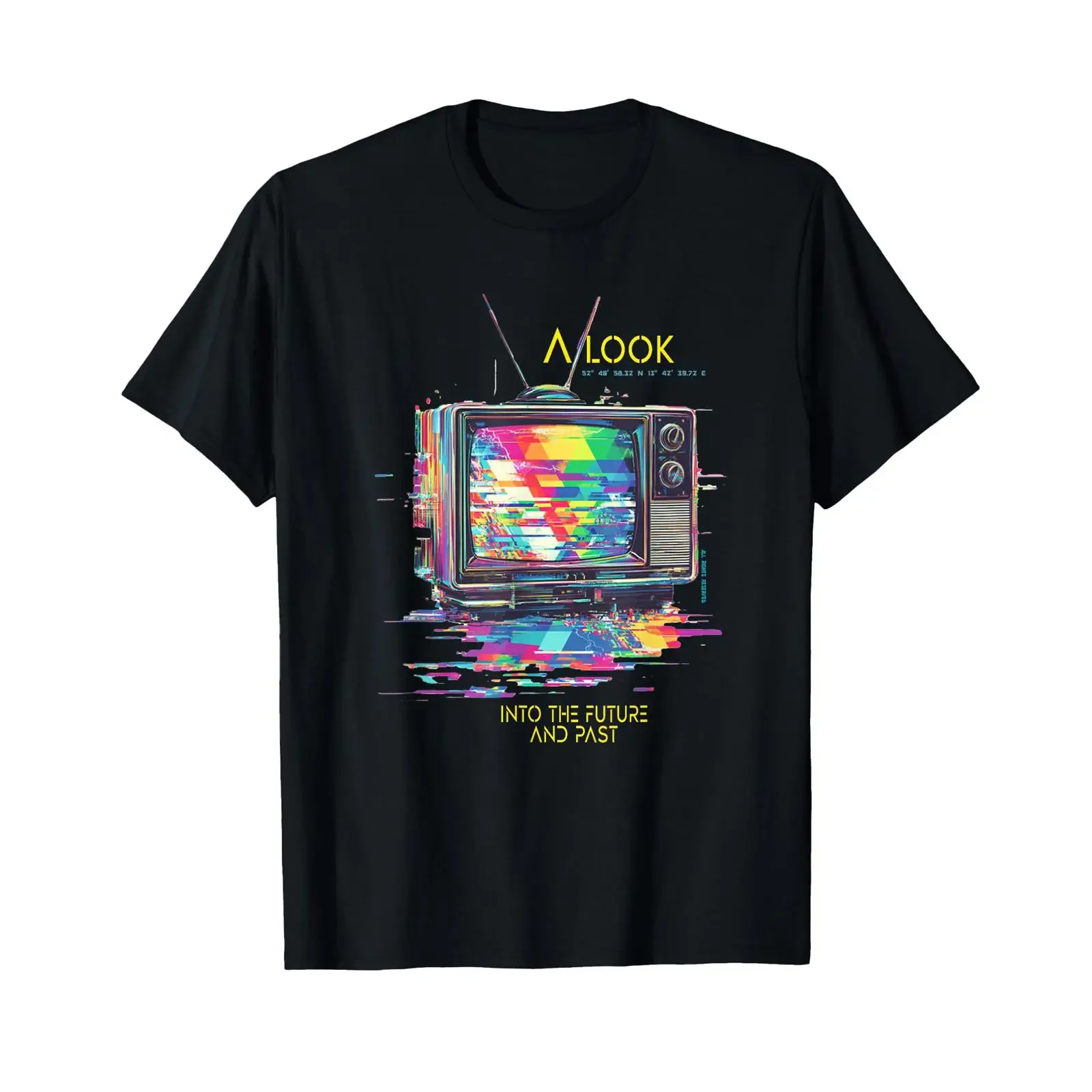 Ein Blick in die Zukunft Cyber TV Fernseher SciFi Design T-Shirt Vintage Washed Soft Unisex Leicht Streetwear Vielseitig einsetzbar