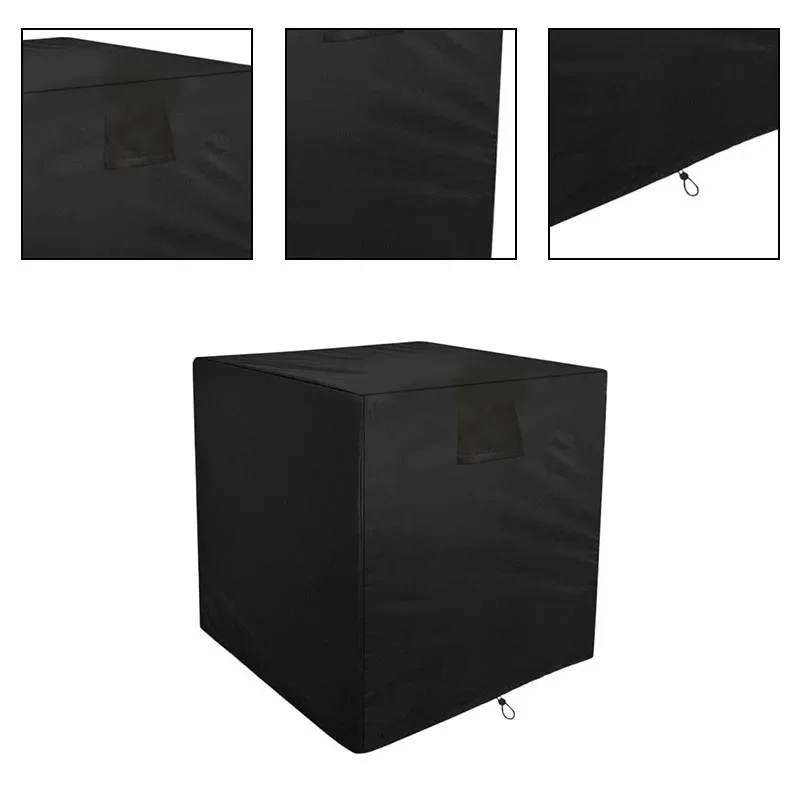 420D أسود في الهواء الطلق غطاء مكيف الهواء مربع الغبار 34*34*38 بوصة للمنزل ملحقات الحمام في الأوراق المالية