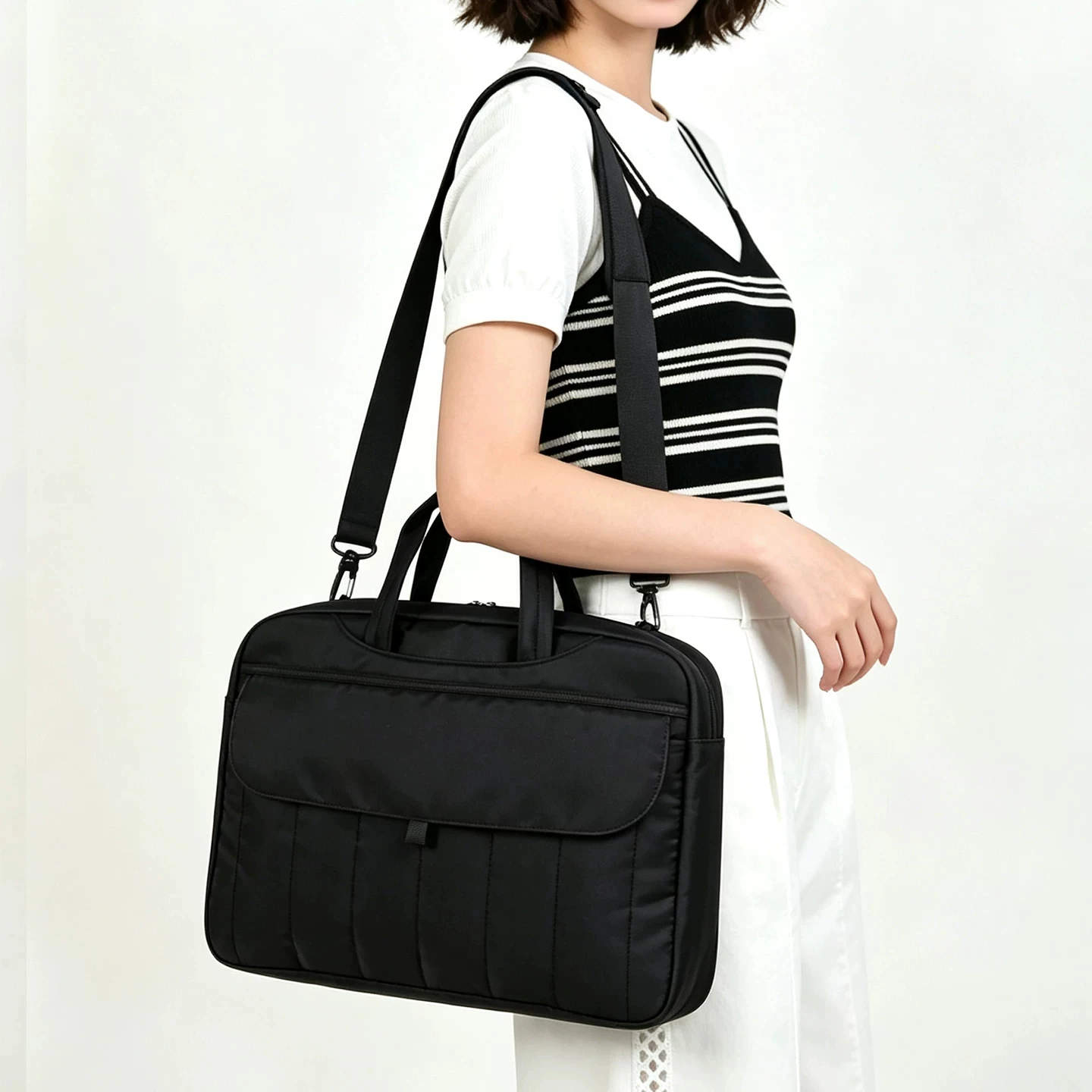Laptop Briefcase Bag Water Resistant Handbag with Detachable Shoulder Strap for 13 14 15 15.6 16 Inch Notebook Office Travel