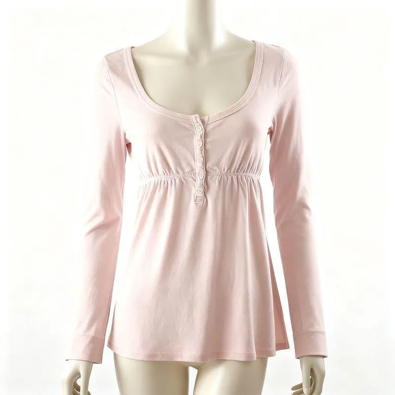 Immagine 3: Maglietta a Maniche Lunghe Casual con Stampa, Collo Tondo, Vestibilità Regolare, Stile Femminile Dolce e Fresco, Lunghezza Regolare, per Donne