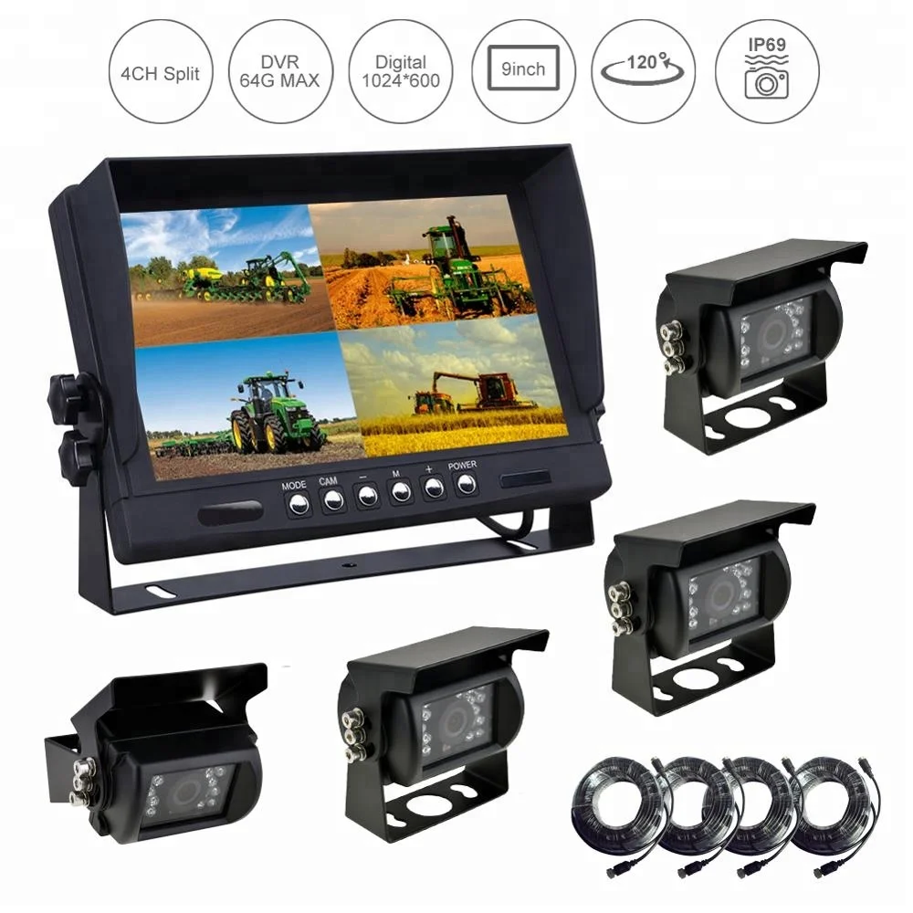 9inch 4CH 720P/960P/1080P AHD DVR Camera Vision System For All Trucks And Tractors