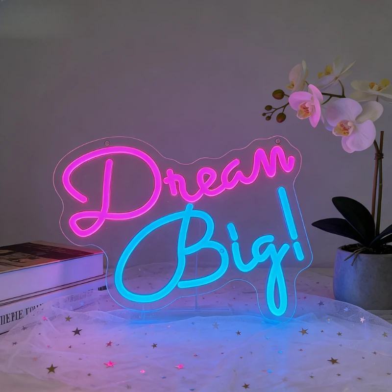 

Dream Big Neon Sign LED Night Light USB Rechargeable Wall Art Desk Lamp for Bedroom Living Room Home Decor Inspirational Gift