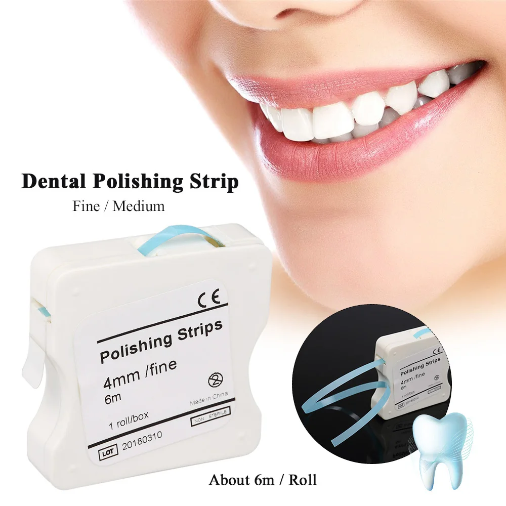 6 Meters/Roll Dental Polishing Strip 4mm Tooth Interdental Resin Surface Grinding Whitening Sanding Dentistry Material Tools
