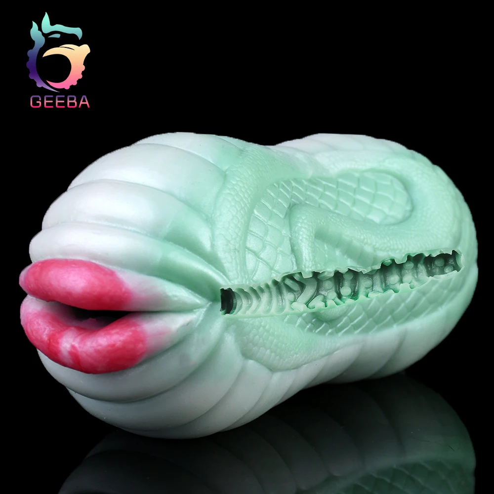 GEEBA Fantasy Green Snake Kunstkut Zachte Siliconen Penis Stroker Realistische Vaginale Pocket Pussy Exerciser Adult Sex Toys