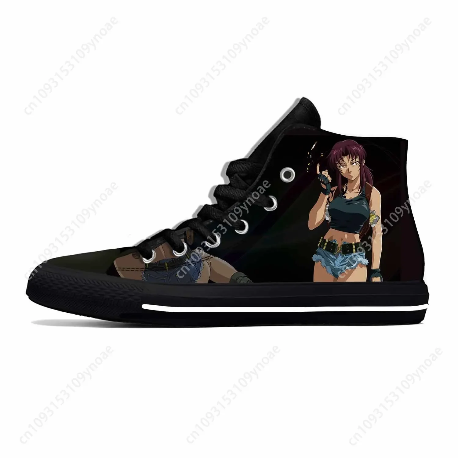 Japanese Anime Cartoon Manga Black Lagoon Revy Casual Cloth Shoes High Top Lightweight Breathable 3D Print Men Women Sneakers