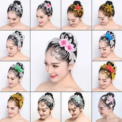 Women Dance Headdress Stage Performance Dance Head Flower Tiara Chinese Headdress Dance Performance Hair Accessories