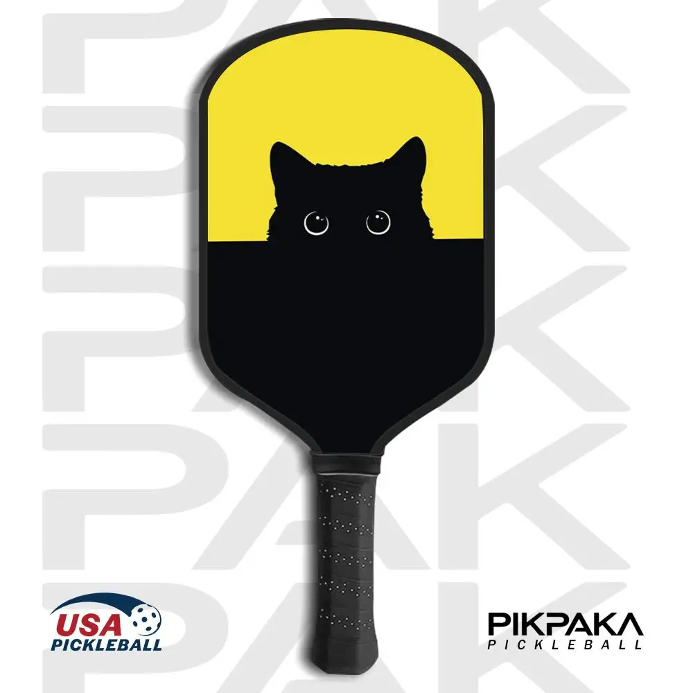 

Лопатка для пиклбола, одобренная USAPA, T700, цельный корпус из углеродного волокна, термоформованная сотовым сердечником 16 мм, мощность и шпилька, мультяшный кот