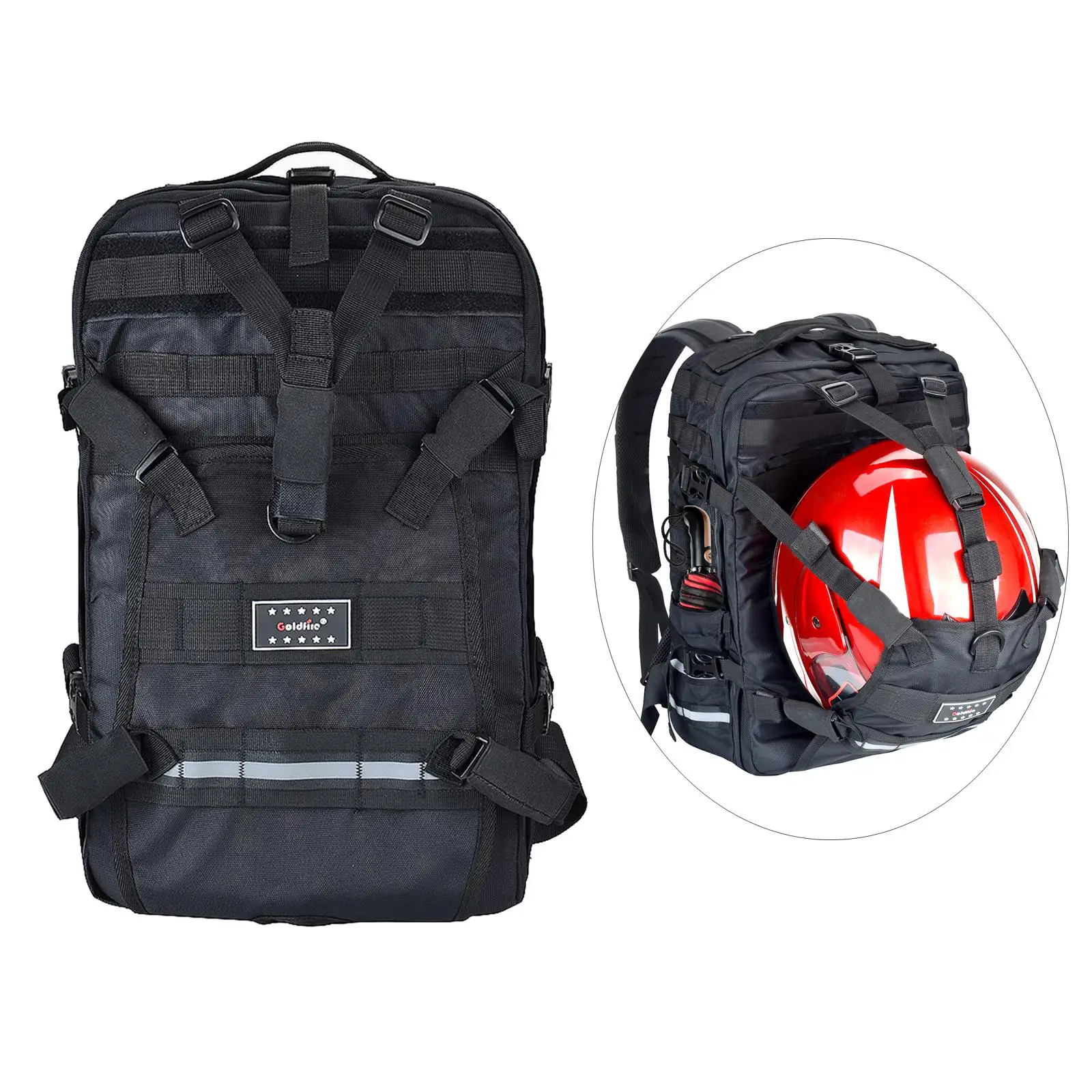 Motorcycle Helmet Backpack Reflective Strip Luggage Storage Helmet Holder for