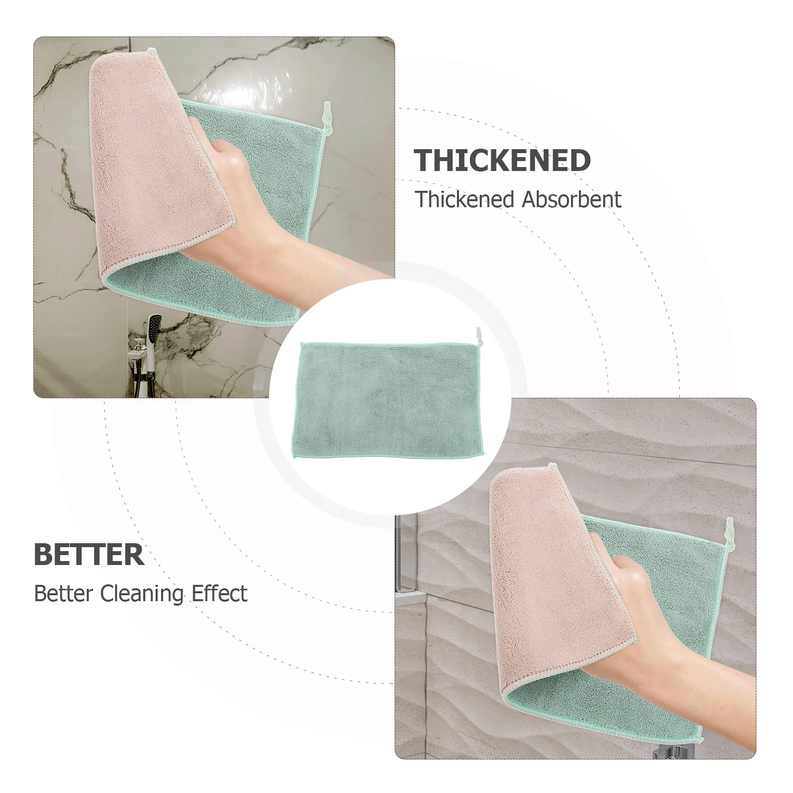 

2pcs Kitchen Dish Towel Absorbent Cleaning Cloth Lightweight Soft Non-Scratch Utensil Washcloth Easy Storage Dishwashing Rag