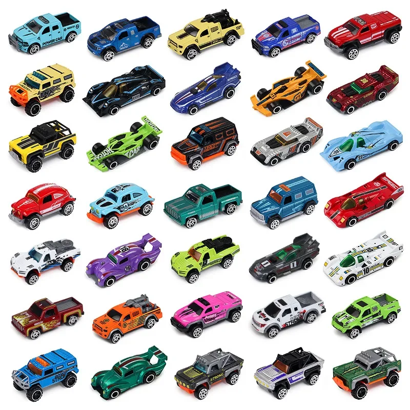 6 Piece Set Diecast 1:64 Alloy Car Model Toys Inertia Sliding Engineering Fire Truck Pickup Off-road Police Racing Car Kids Toys