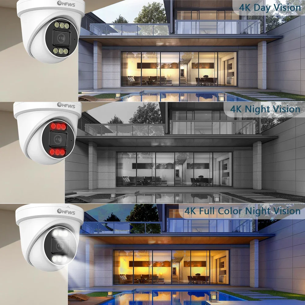OEM 8MP 4K 25FPS PoE IPカメラ ドーム型セキュリティCCTVシステム 屋外ホームネットワーク ナイトビジョン 屋外セキュリティカメラシステム