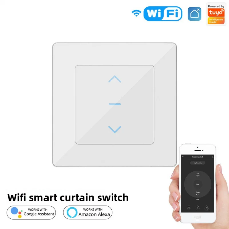 Moes Tuya WiFi Smart Curtain Switch - EU Standard for Roller Shutter Motor APP Timing Voice Remote Control Home Curtain Automati