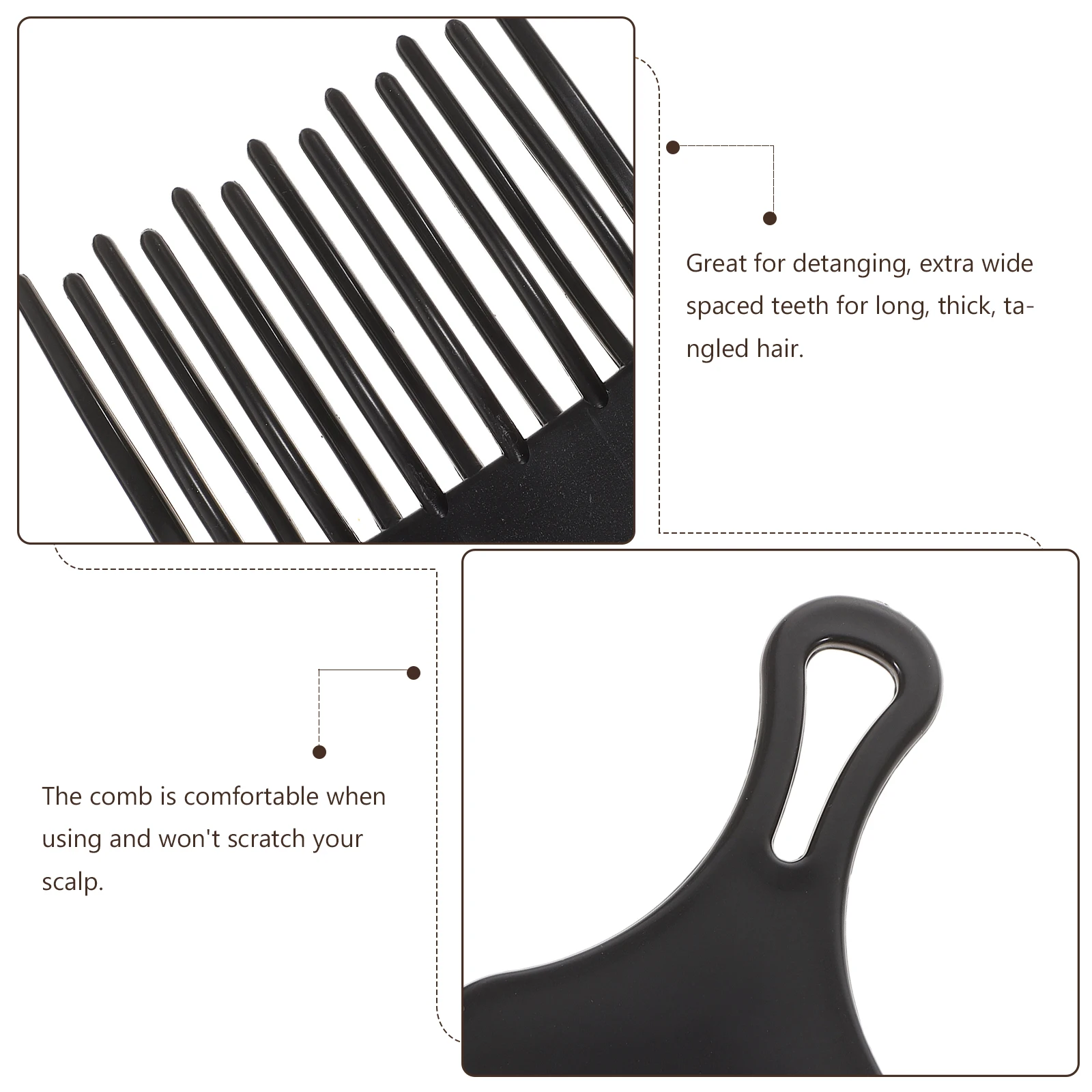 

2pcs Plastic Hair Wide Tooth Detangling Rake Comb For Men Salon Professional Styling Comb Smooth Polished Teeth Thick Long Hair