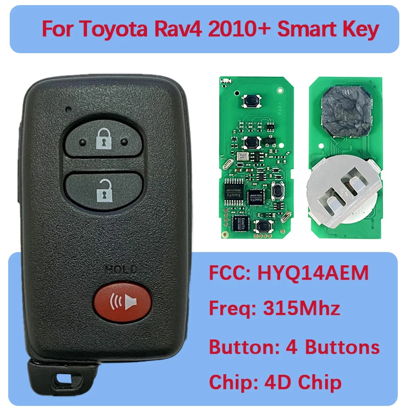 

CN007208 Aftermarket 3 Buttons Smart Key Fob 4D Chip 315MHz HYQ14AEM HYQ14AAB 89904-0R060 For Toyota Rav4 2010+