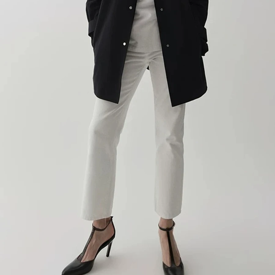 

Maxdutti Vintage Mom High Waisted Linen Cotton Blend Non Elastic Lifting Buttocks Slim Fit Straight Leg Denim Jeans For Women