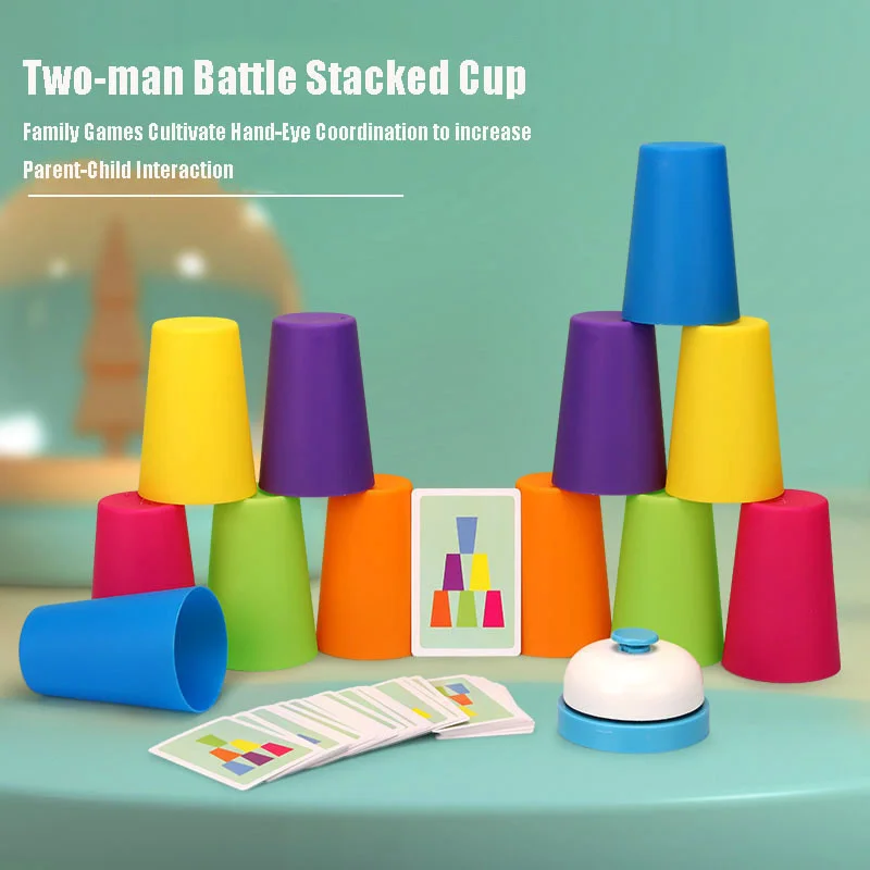 Kids Montessori Toys Parent-Child Interactive Battle Stacking Cups Kids Puzzle Competitive Color Cognition Educational Games