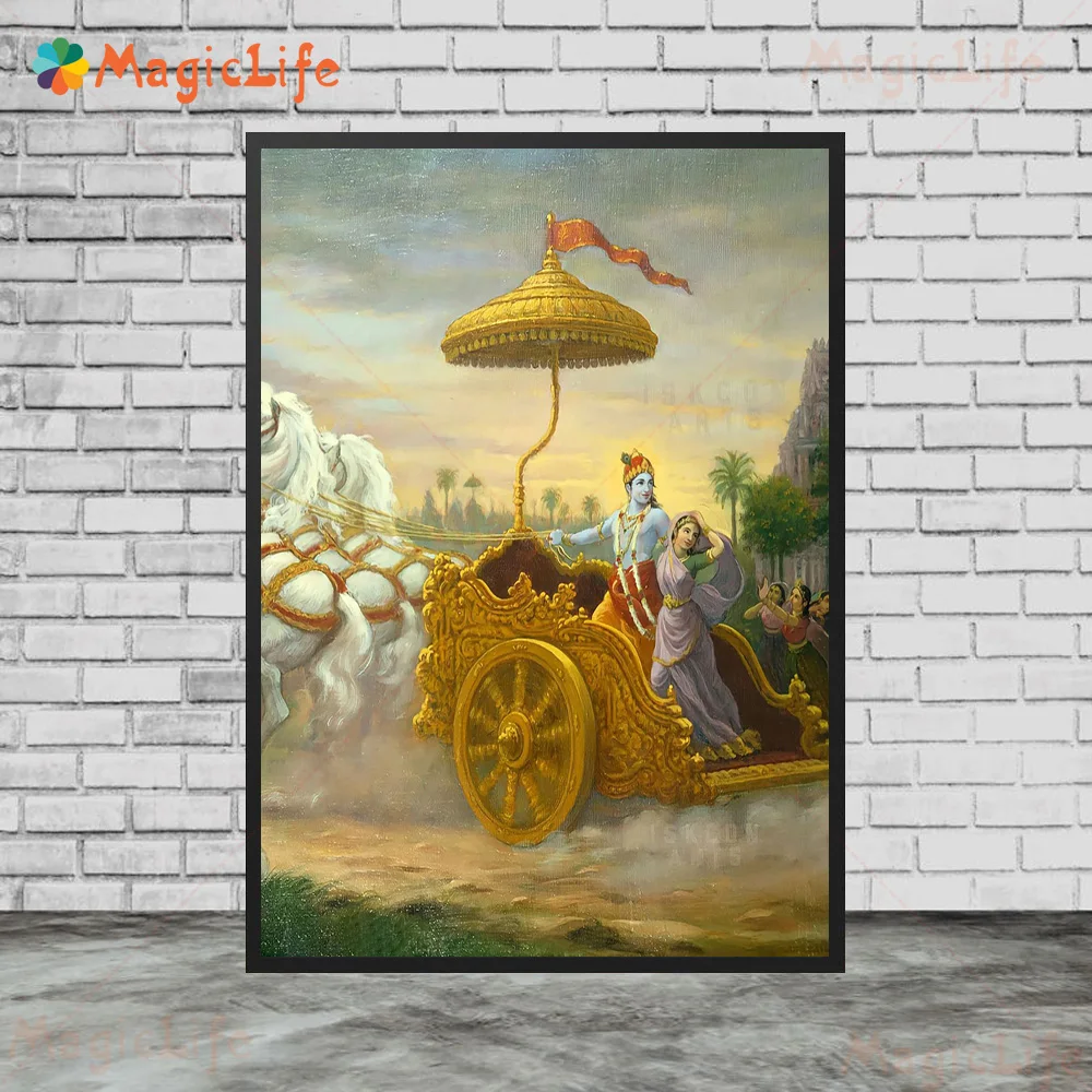 Religion Brahma Vishnu Shiva Parvati Lakshmi Saraswati Wall Pictures For Living Room Poster Wall Art Canvas Painting Unframed - Image 4