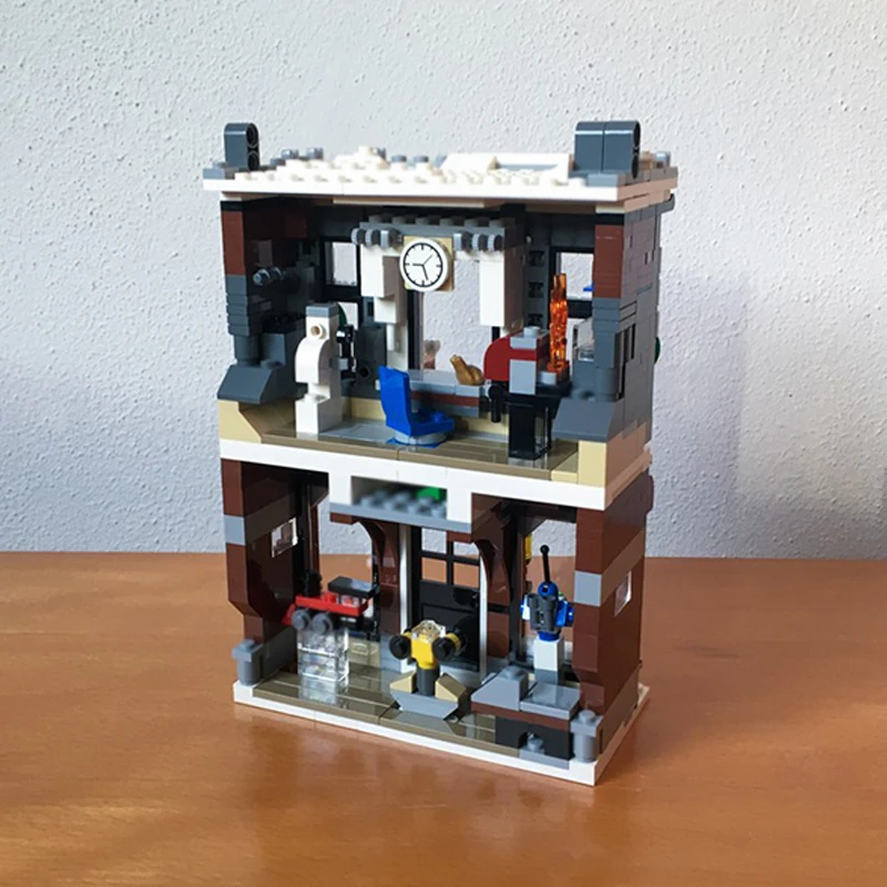 City Street View Model MOC Building Bricks Vintage Toy Shop Modular Technology Gifts Holiday Assemble Children Toys Suit