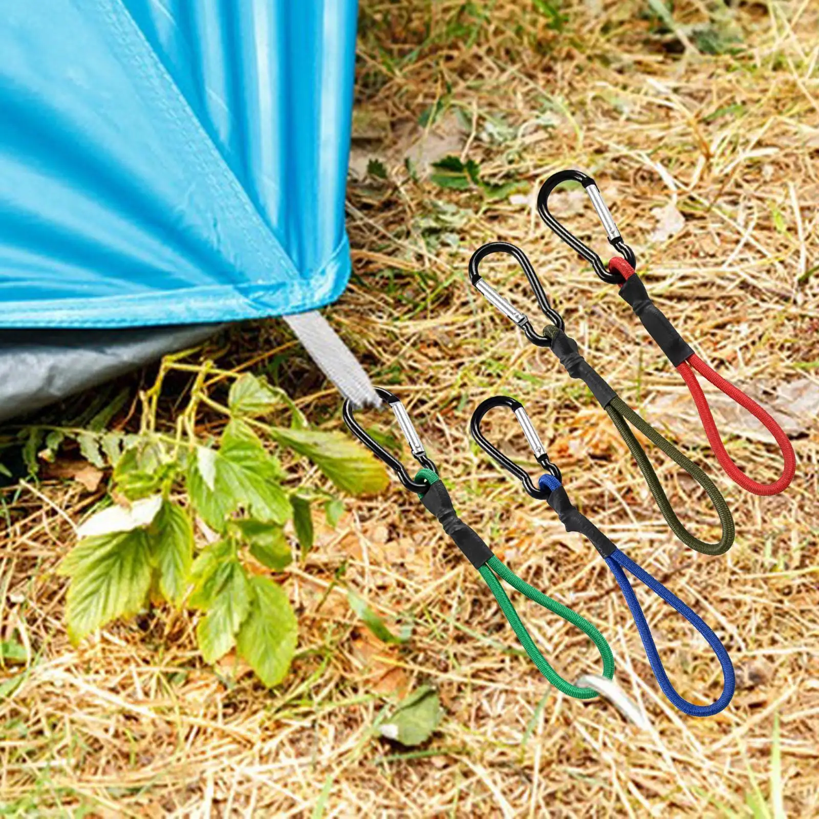Latex Elastic Bungee Cord with Carabiner Hook Mini Tent Straps for Secure Outdoor Canopy Ties