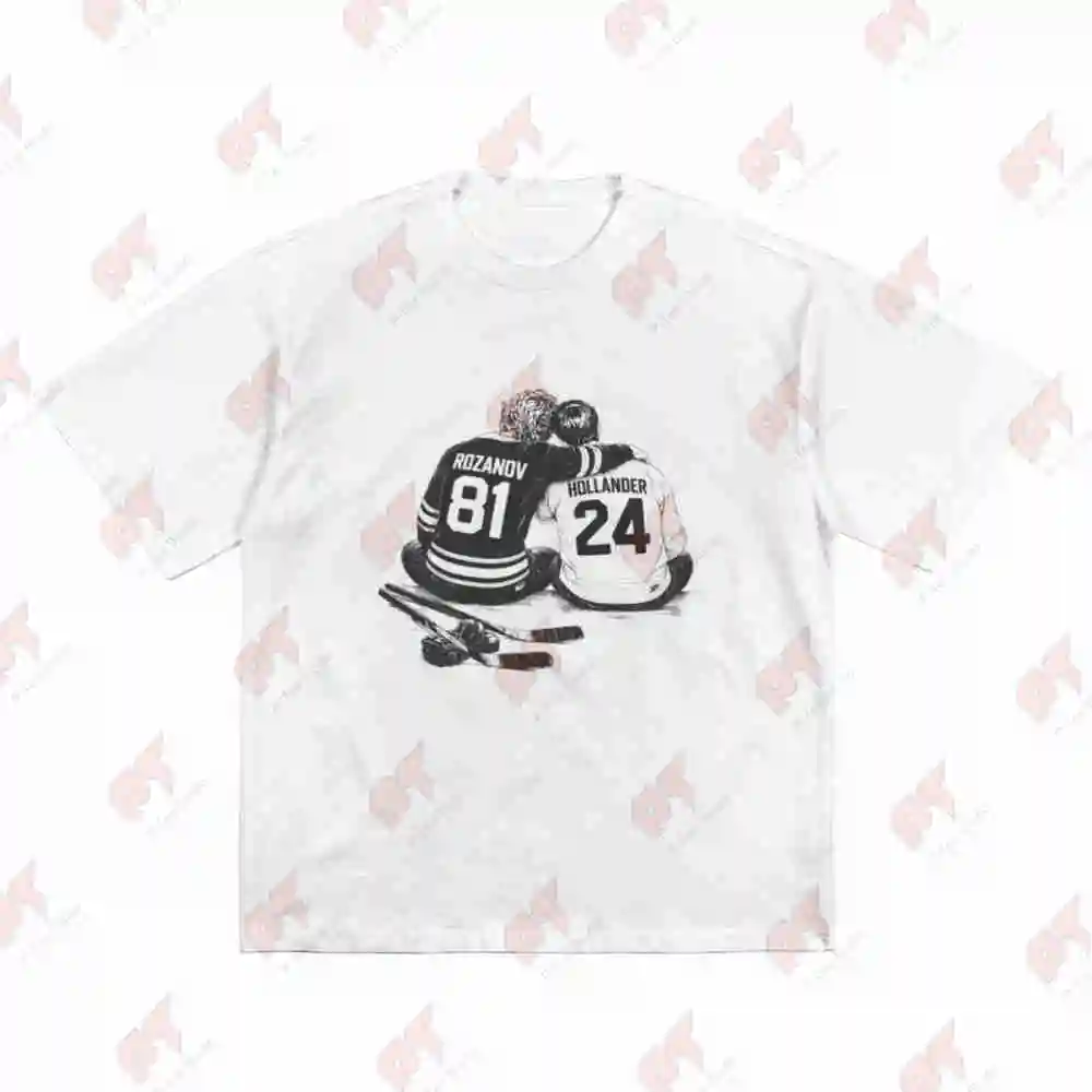 Hollander Rozanov Hockey Heated Rivalry Emotional Sports Artwork Short Sleeve Tee 100% Cotton T-Shirt