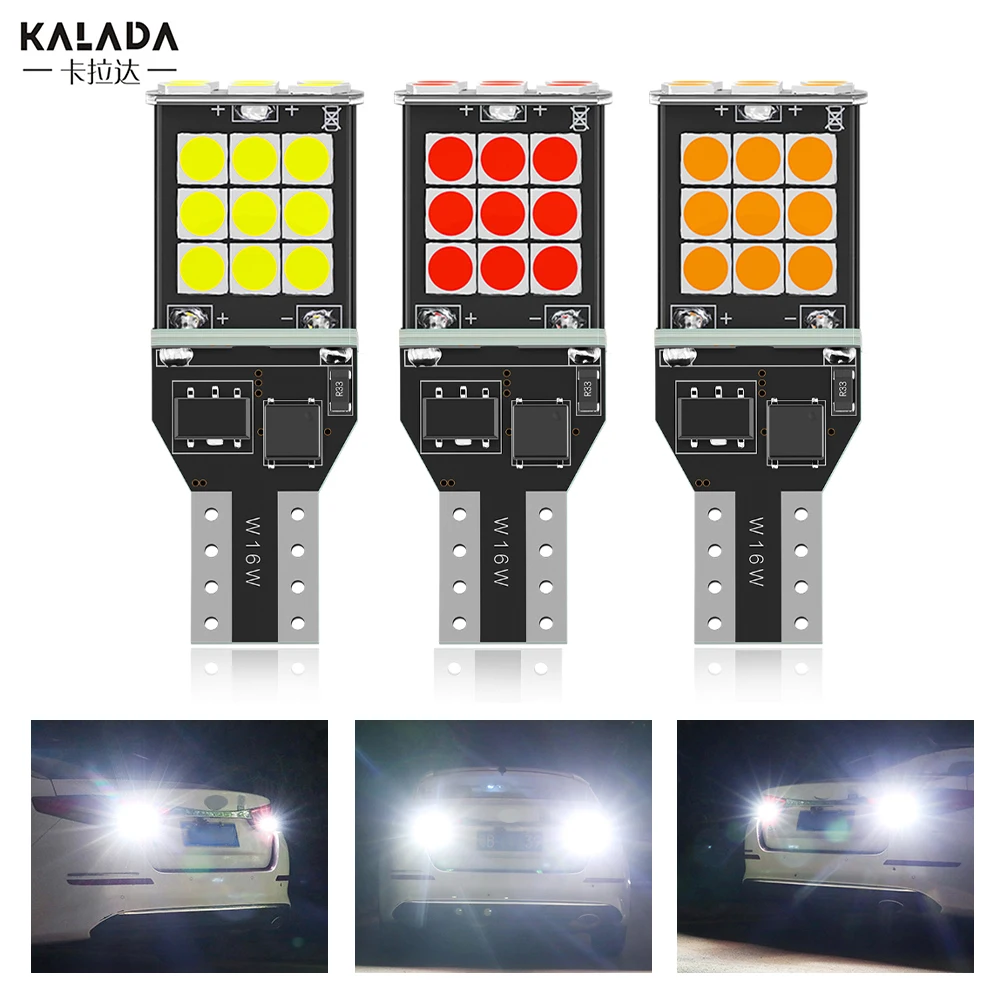 

2×T15 W16W WY16W LED Canbus No Error 3030 24SMD Car Tail Brake Bulb Turn Signals Auto Reverse Lamp White Red Yellow 6000K 12V