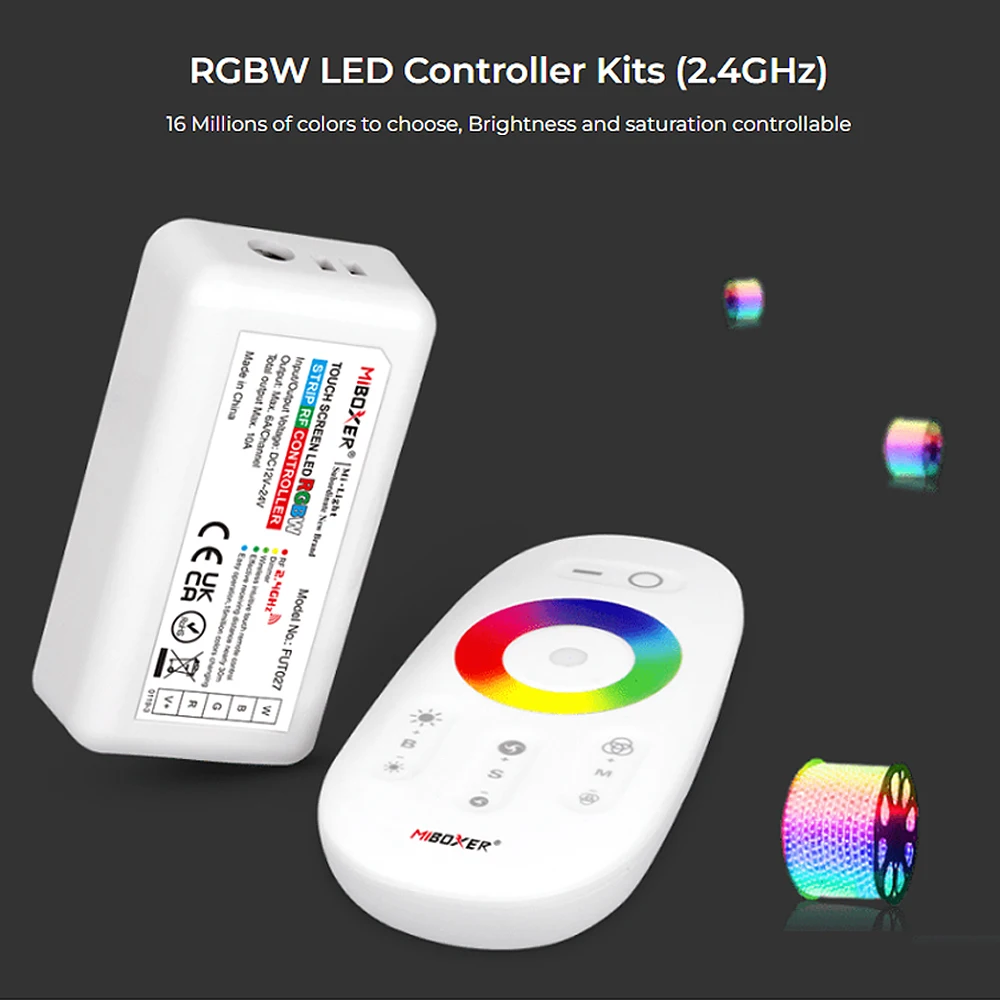 Ata boxer FUT027 DC12-24V 2.4GHzRF Tactile RGBW Luminosité et saturation contrôlable réglable Contrôleur Dim pour Bande Led/FCOB